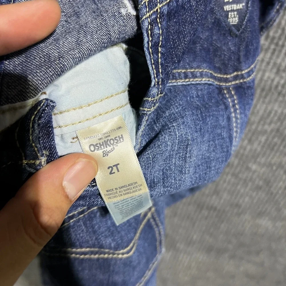 OshKosh B'gosh Overalls Kids 2T Blue Denim Vestbak Logo Adjustable Straps
